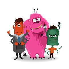 Halloween  funny cartoon monster set. Vector illustration