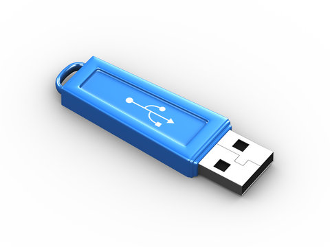3d blue usb flash drive