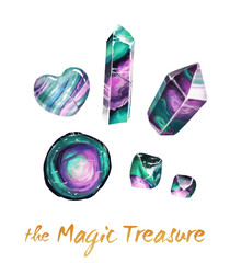 The magic treasure fluorite crystals and gems