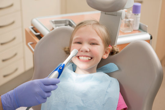 Young girl at dentist., dental treatment 
