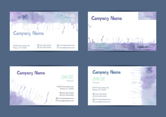 Set of watercolor business cards