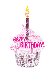 HAPPY BIRTHDAY Cupcake with One Candle