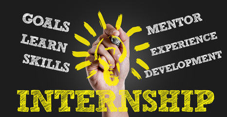 Hand writing the text: Internship