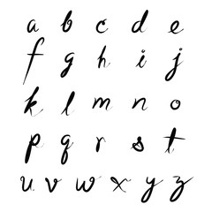 Letters of the alphabet written with a brush