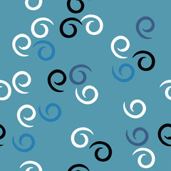 Cute vector geometric seamless pattern. Brush strokes, swirl. Hand drawn grunge texture. Abstract forms. Endless texture can be used for printing onto fabric or paper