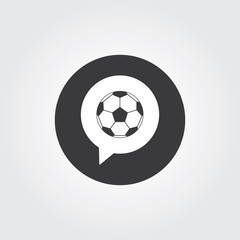 Fototapeta premium Soccer ball Chat Icon Logo template. flat design.Football soccer ball Forum, Community, society, talk, discuss, speak, bubble,conversation. Company, brand, branding, corporate, identity, logotype.