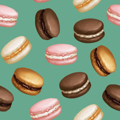Macarons seamless pattern turquoise