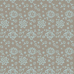 Seamless pattern background beige and blue. Postcard beige blue vector. Seamless pattern flowers background.