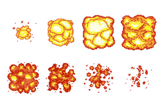 Pixel Art Explosion Animation Frames