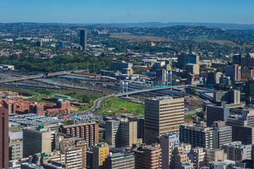 Johannesburg, South Africa 28 March 2016 The Johannesburg city skyline and the outlaying suburbs