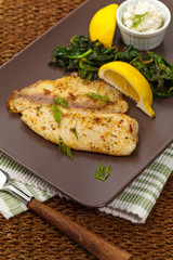 Baked Fish Fillet. Selective focus.