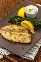 Baked Fish Fillet. Selective focus.