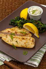 Baked Fish Fillet. Selective focus.