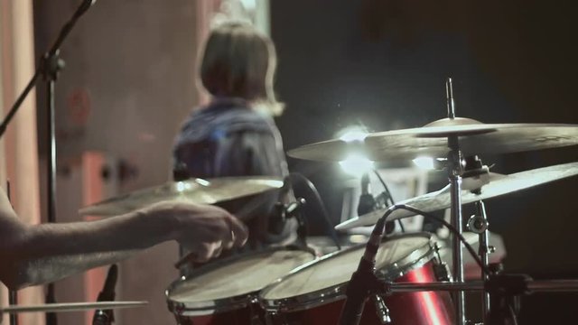 drummer at rock consert slo-mo