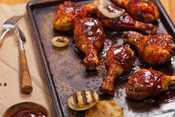 Oven Barbecue Buffalo Chicken. Selective focus.