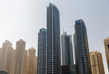 Dubai city business district with skyscrapers
