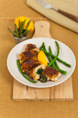 Spinach Stuffed Chicken. Selective focus.