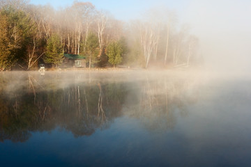 Quiet Lake with House in Morning - 107442052