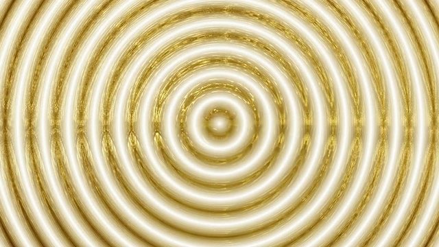 Circulos Concentricos de Oro y Marfil - Bucle de Fluido fractal de Aros concentricos en tonos dorados y blanco que dan vueltas
