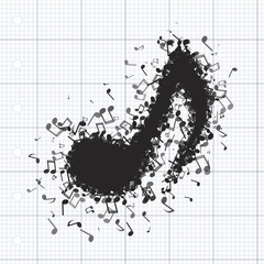 Music note made out of musical notes