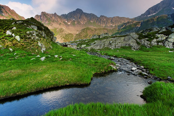 Naklejka na ściany i meble Mountain landscape in the Transylvanian Alps, Romania