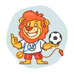 Lion Holds Ball and Showing Thumbs Up