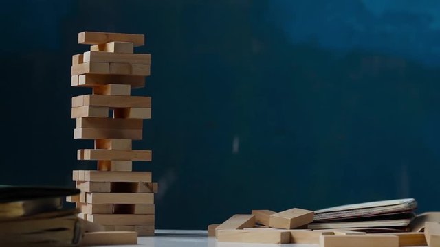 Wooden blocks tower fast crash 