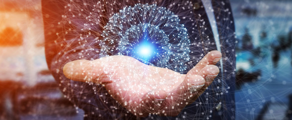 Businessman using data network