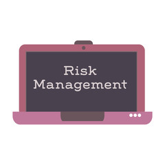 Isolated laptop with the text risk management written on its screen