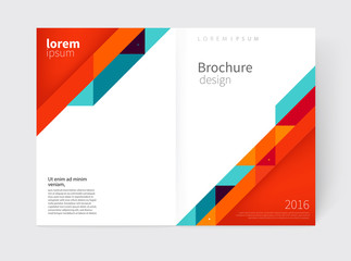 Cover design. Brochure, flyer, annual report cover template. a3 size. modern Geometric Abstract background. red, blue & yellow diagonal lines. vector-stock illustration EPS 10 - obrazy, fototapety, plakaty