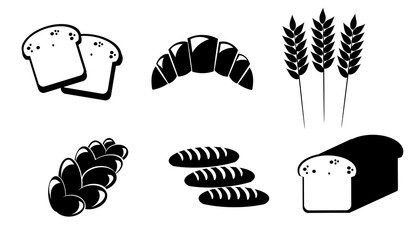 Bread icon set. Vector art.