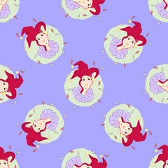 Seamless background with Clowns or Jokers, vector illustration