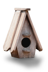 Obraz na płótnie Canvas Wooden bird house on white background. File contains a clipping path.