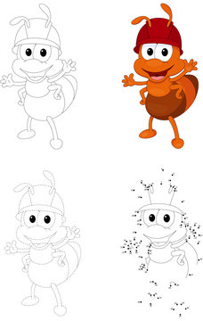 Cartoon ant. Dot to dot game for kids