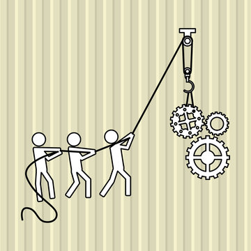 Teamwork wirth gear design, vector illustration