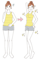 ダイエットのビフォーアフターのイラスト