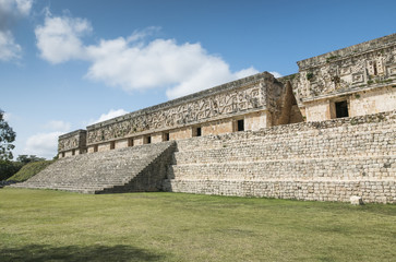 Uxmal archeological site, mayan ruins in yucatan, mexico