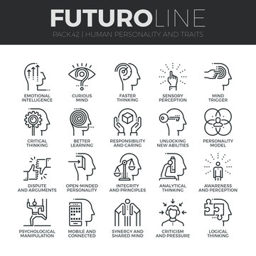 Human Personality Futuro Line Icons Set