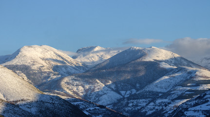 Fototapeta na wymiar Ancares mountains covered with snow