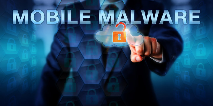 Network Administrator Pointing At MOBILE MALWARE