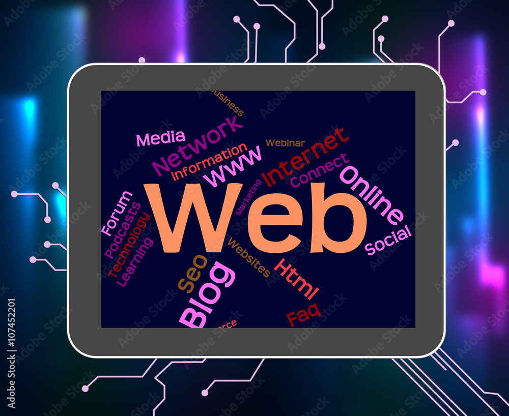 Poster web word represents website text and online