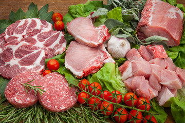Food cousine meat composition, ingredient for eating