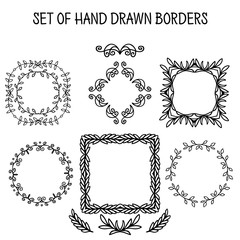 set of vector hand-drawn swirl borders