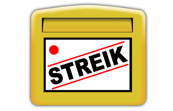 Briefkasten, Postbriefkasten mit Streik, Poststreik, Postbotenstreik