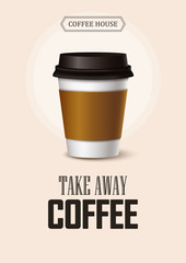 Poster vector template with coffee. Advertising for coffee shop or cafe.