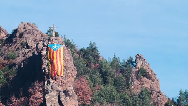 ribes de freser day light mountain flag 4k time lapse spain
