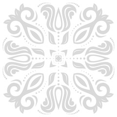 Oriental vector light silver pattern with arabesques and floral elements. Traditional classic ornament