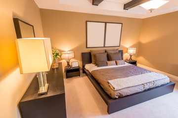 Beautiful and modern home and hotel bedroom interior design.