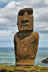 Easter Island and stone circle Te Pito Kura - obrazy, fototapety, plakaty