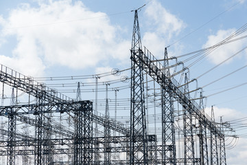Power substation on blue sky
